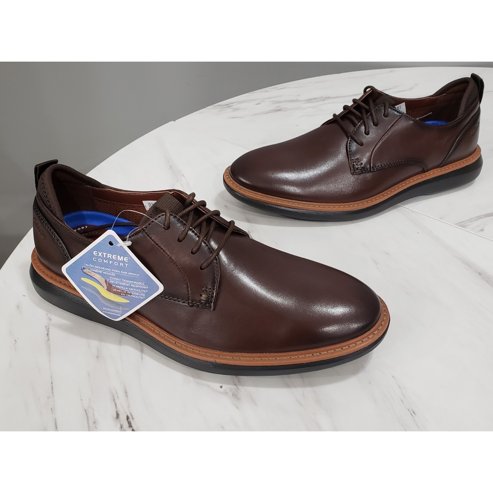 New Size 10 - Clarks Originals Mens Brantin Brown Leather Dress Shoes